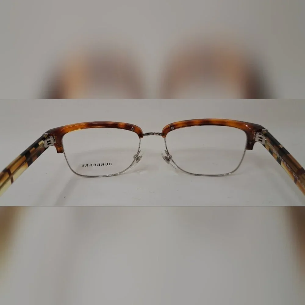 Burberry Eye Glasses Frames Unisex Half Rim Havana Nova Check B2224 54-18-145
